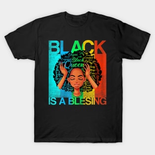 Womens Juneteenth Queen Black is a Blessing Melanin Women T-Shirt